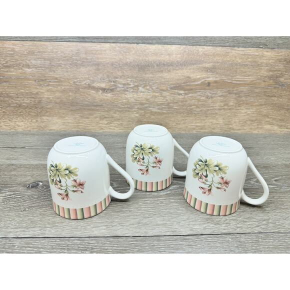 Lenox European Garden Collection 4 Herbal Garden Coffee Cups Green Floral/Pink - Picture 4 of 7